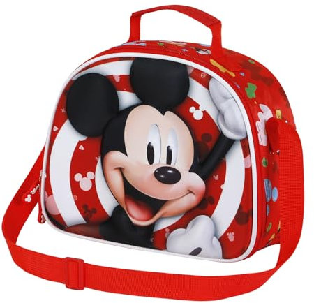 Disney Classic Mickey Mouse, Bolsa Portamerienda 3D, 25.5 x 20 cm, Rojo Twirl