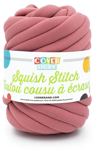 Lion Brand Yarn Cover Story Squish Stitch, Blanket Yarn, Pink Rose, 1 Pack