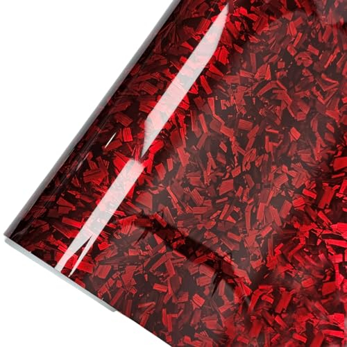 CompraFun Pellicola Carbonio Forgiato, Pellicola Adesiva per Auto in Vinile, Pellicola Wrapping Adesivi Auto Senza Bolle D'aria, Wrapping Pellicola per Decorare Auto/Moto/Bici(Rosso Lucido, 30x150CM)