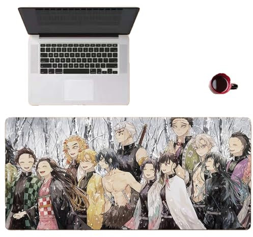 Demon Slayer Tapis de souris XXL avec base en caoutchouc antidérapant pour clavier, tapis de souris imperméable pour jeux vidéo, 800 x 300 x 3 mm