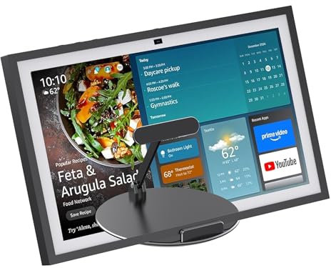 WAWXH1314 Adjustable Stand for Echo Hub, Base Rotatable Stand Holder for Echo Hub, Foldable Echo Hub Stand, Non-Slip Stand for Alexa Hub, Aluminum Echo Hub Table Stand, Echo Hub Tilt Stand (Black)