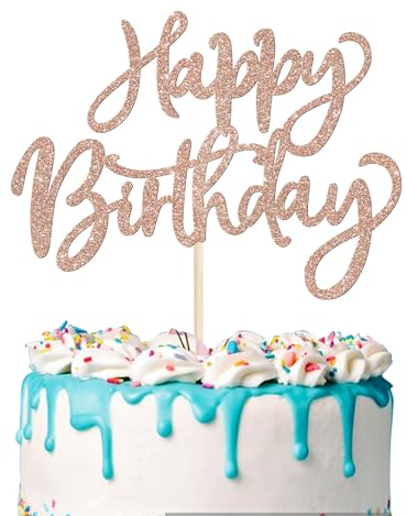 1 Stück Happy Birthday Tortendeko Glitzer Geburtstag Cake Topper zum Feiern alles Gute zum Geburtstag Party Kuchen Dekorationen Zubehör Rosegold