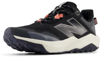 New Balance Women's Dynasoft Nitrel V6 Trail Running Shoe, Black/Castlerock/Sunfade Red, 9 Wide