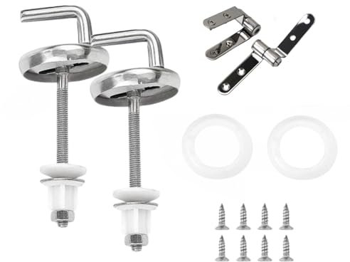 GYWHOOFT Cerniere Tavoletta Sedile Wc,Coppia Cerniere Tavoletta WC in Lega, Kit di Ricambio per Sedile WC, Kit di Ricambio Universale per Sedili WC, Cerniere per WC di Ricambio per WC con Dadi