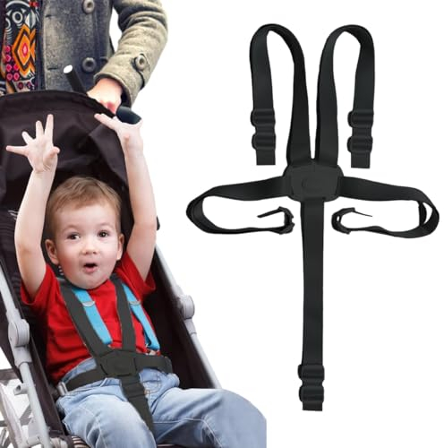 5 Punkt Gurt Hochstuhl, Gurt Stuhl, Hochstuhl Sicherheitsgurte, 5-Punkt-Kinder-Sicherheitsgurte, wandelbare Gurte für Hochstuhl Kinderwagen Kinderwagen(Schwarz)