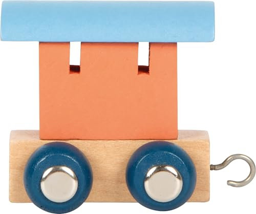 small foot Buchstabenzug Polar Waggon aus Holz, Holzzug individuell kombinierbar, zum Dekorieren und Verschenken, lachs, 12567