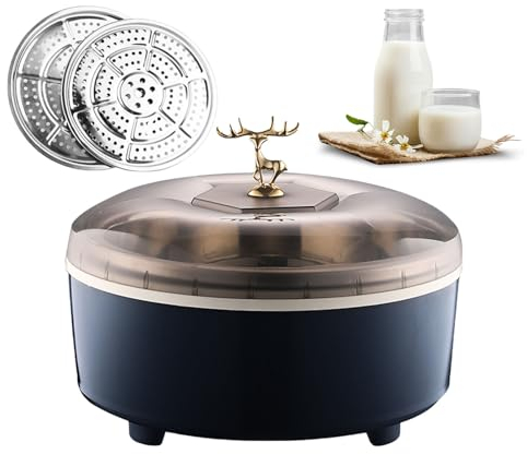 pealiritansemen Electric Bread Dough Proofer Machine, Bread Making Tools Kit, Temperature/Time Adjustment, Stainless Steel Liner, With 2 Round Steamer Racks, For Making Bread, Yogurt, Pizza,Blue