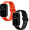 kwmobile Straps Compatible with Xiaomi Mi Band 7 Pro Straps - 2x Replacement Silicone Watch Bands - Smartwatch or Fitness Tracker - Black/Orange