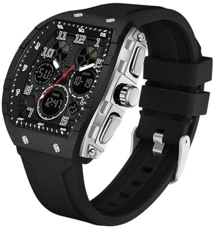 Herren Digitaluhr Sportuhr Militär Armbanduhr mit LED-Leuchtdisplay, Analogen Zeigern und Digitalen Zahlen, Wasserdicht