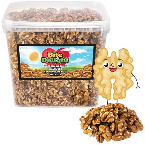 Bite & Delight 5kg Walnusskerne Ohne Schale Walnüsse Nüsse Mehrwegbehälter Großpackung Nuts 100% Natural Vegan ohne Zusatzstoffe Große & Helle Körner