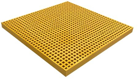 NATOTELA 600x600mm Glasfasergitter GFK gelb Gitterrost Abflussrost mit MW: 19/19mm Feuchtigkeitsbeständig GFRP Einlaufrost für Industrieparks wie Autowaschbecken Lager und Chemiewerke
