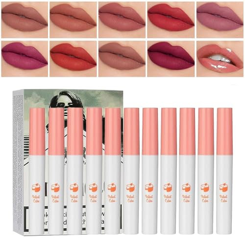 Lana Dels Rey Lipstick, 10 Farben Matte Lipstick Lipgloss, Matt Hochpigmentierter Geschmeidige, Velvet Lip Glaze Wasserfester, Lang Anhaltender, Nicht Klebender Flüssiger Lip Gloss