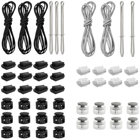 Cordoncino in gomma da 10 m, 2,5 mm, 20 pezzi, 2 fori, 20 pezzi, fermacorda, lacci elastici, cordoncini per pantaloni da jogging, chiusura a strappo, 2 colori per zaino