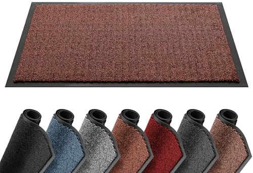 Lexell Door Mat, Indoor Heavy Duty Barrier Mat, Dirt Trapper Entrance Rug, Non Slip Rubber Backing, Super Absorbent Washable Floor Mat for Home, 60cm x 120cm, Rust