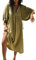 Acrawnni Women's Summer Loose Maxi Dress Solid Color 3/4 Sleeves Round-Neck Tie Front Long Tunic Dress Casual Boho Sundress (A-Light Green, XL)