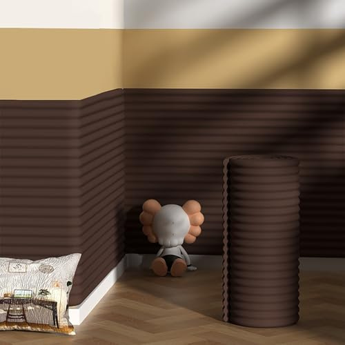 Wandkissen Selbstklebend Kinderzimmer, 60 cm Breite Anti-Kollision Wandpolster Gepolstert Kopfteil, Polsterpaneel Wand Wandschutz Bett für Kinder, Kantenschutz an den Ecken(Coffee Color,60 * 300 cm)