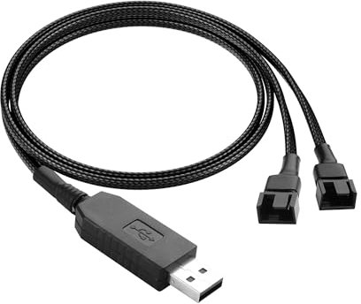 PNGKNYOCN 12V USB auf 4PIN Lüfter Step-Up Kabel, USB Stecker auf Dual 3-Pin / 4-Pin Power Splitter Kabel PWM PC Lüfter geflochtene ummantelte Stromadapter（0.5M）