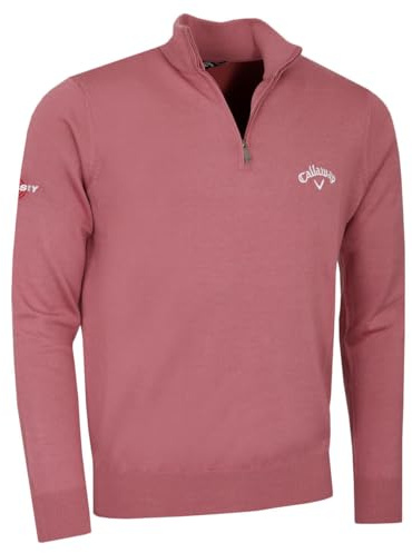 Callaway Golf Mens 1/4 Zip Blended Merino Sweater - Mesa Rose - L