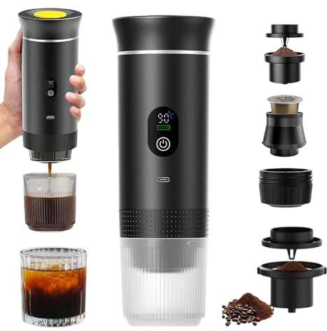 3-in-1 Portable Espresso Coffee Machine, Portable Coffee Maker, Compatible with Big Capsule, Small Capsule and Coffee Powder, Travel Coffee Maker, Portables Coffee Machine for Camping, RV, Office