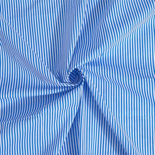 DELORIGIN 1.75 Yard Blau Weiß Gestreifter Stoff Bedruckte Baumwoll Popeline 39 Zoll Breite Streifen Baumwollstoff Nähstoff Pro Yard Für Halloween Weihnachtsdekoration