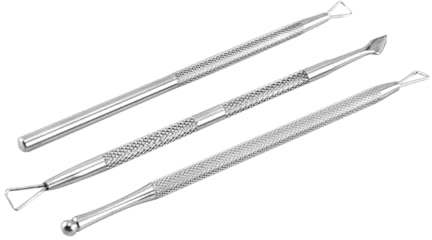 3 Stück Nagelhautentferner aus Edelstahl für Maniküre | Doppelseitig, Silber, für Finger und Nägel, zum Zurückschieben der Haut und Entfernen Abgestorbener Stellen