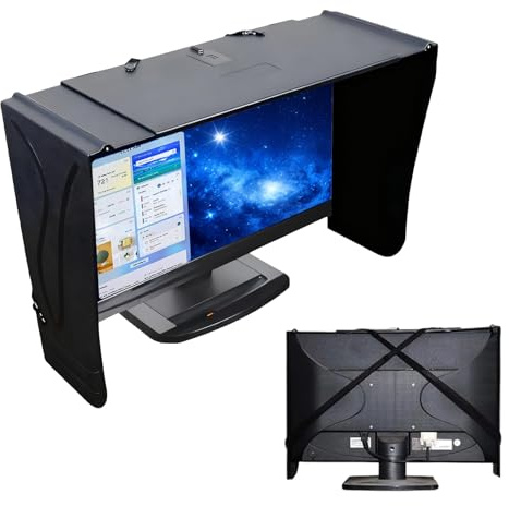 Builrand Bildschirm-Sonnenblende,Verstellbare Faltbar Monitorhaube 41-71cm | Verstellbar Bildschirm-Sonnenblende, Laptop Zelt Für 17-27 Zoll Monitor AußEnrahmen Streulichtschutz Und Anti Peeping