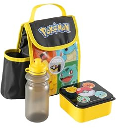 Pokemon Mein erstes Lunch-Set für Kinder, inklusive isolierter Lunchtasche, 400 ml Wasserflasche und Lunchbox, BPA-frei, langlebig, leicht, perfekt für Schule, Reisen, Picknicks und als Geschenk