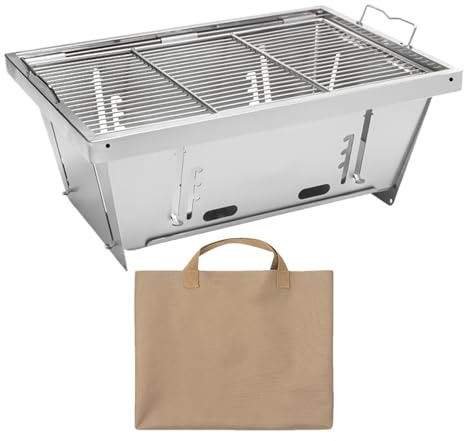 Barbecue portable pliable multifonction avec poignées pliables pour camping et jardin