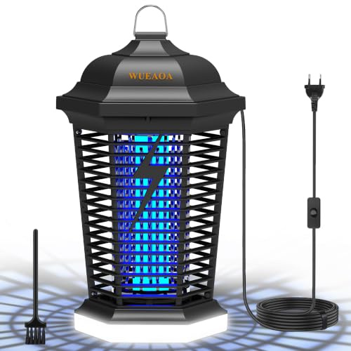 WUEAOA Insektenvernichter elektrisch 4000V 3M Kabel 18W UV-Mückenlampe | Doppelte Lichtquellen, Ungiftig geruchsfrei, Flammhemmendes ABS, IPX4 wasserdicht, Aufhängbar, Anti Mücken,Fliegen,Motten