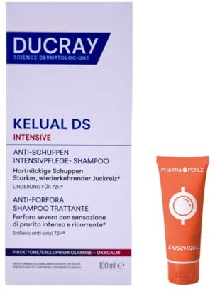 Kelual DS Intensive Anti-Schuppen Intensivpflege-Shampoo 100 ml für Schuppenanfällige & Fettige Kopfhaut bei Juckreiz & Schuppen auch für Gefärbtes Haar mit Pharma Perle Duschgel (1x)