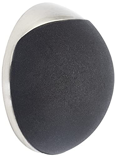 WAGNER Design-Wand-Türstopper SCREW OR GLUE/Schrauben oder Kleben - Durchmesser Ø 40 x 15 mm, Metall gebürstet, Edelstahloptik, thermoplastischer Kautschuk, schwarz, Designpreis - 15513111
