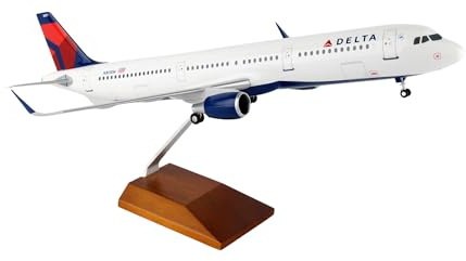 Daron Worldwide Trading Skymarks Delta A321 1/100 Wood Stand & Gear Airplane Model