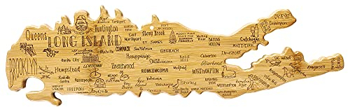 Totally Bamboo Destination Long Island Shaped Serving and Cutting Board, Includes Hang Tie for Wall Display