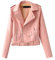 Giubbotto di Similpelle Chiodo Donna Giacca da Motociclista Pu Pelle Cappotto Zip Sottile Pink M
