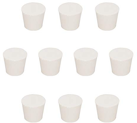 StonyLab Solid Rubber Stoppers, 10-Pack 6# - 25mm x 34mm x 28mm - White Tapered Lab Seal Rubber Stoppers