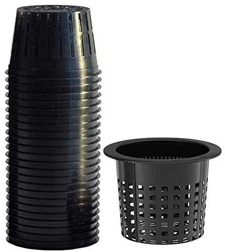 Tectsia 16CM Net Cups (12 Pack), Net Pots for Hydroponics, Orchids Mesh Baskets Pots Heavy Duty Hydroponics Supplies with Wide Lip