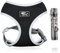 Dociote Hundegeschirr Set mit Leine - Brustgeschirr Welpengeschirr Set mit Leine & Reflektorstreifen verstellbares Geschirr für Welpen kleine Hunde Katzen Schwarz S