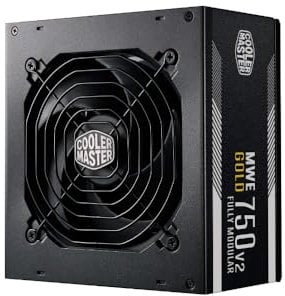 Cooler Master MWE 750 Gold V2 Fully Modular PSU (UK Plug) - 80 PLUS Gold 750W Power Supply Unit, Flat Black Cabling, 120mm HDB Fan, High-Temperature Threshold