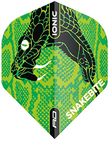 RED DRAGON Snakebite Ionic Snake Head Green Dart Flights - 3 Sets Per Pack (9 Dart Flights in total)