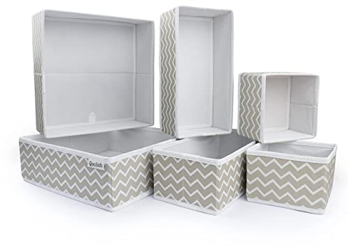 Qoolish Drawer Organiser Set of 6 Sturdy Draw Organizer to sort Your bedroom, Wardrobe and Drawer - Tidy Up Your Space with our Collapsible Clothes Organiser for Shirts, Ties, Socks, Bras, UnderwearÉ
