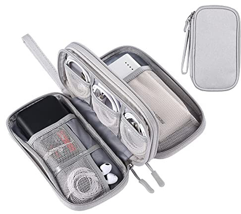 DDgro Travel Essentials for Men Women, Electronics Organizer Pouch Bag for Tech Accessories/Charger & Cords/Cables/Magic Mouse (Small, Light Gray)