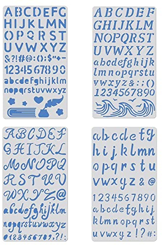 BENECREAT 4 STÜCKE 10x17,5cm Buchstaben Zahlen Metall Schablonen Großbuchstaben Schablone Vorlage für Holzschnitzereien, Zeichnungen und Holzverbrennung, Gravur und Scrapbooking-Projekt
