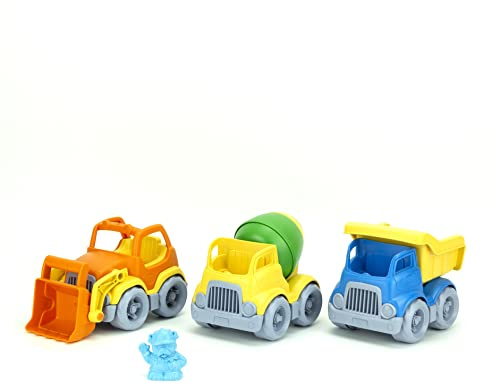 Green Toys Baufahrzeug inklusive Schaufel, Dumper, Mischpult, 1 Charakter- 3er-Pack - 4C