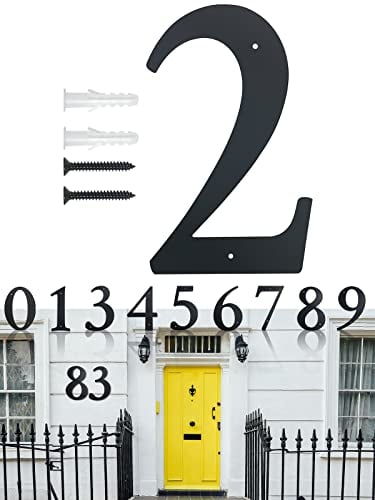 11 Inch Super Large House Numbers, Modern Address Numbers Elegant Black Finish Numbers Solid Metal House Sign for Door Plate for Home Gate Building Store Mailbox (2)