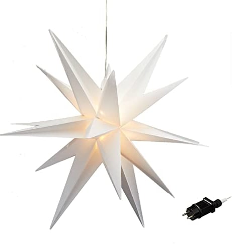 XXL Adventsstern zum Hängen für Außen - 100 cm - Weihnachtsstern warm weiß beleuchtet mit Timer - Advent Weihnachten Deko Outdoor Beleuchtung kabelgebunden mit Netzteil