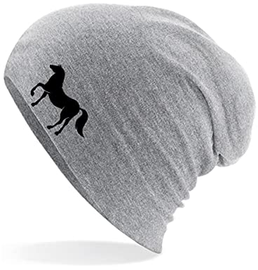 Huuraa Mütze Pferd Silhouette Geschenk Heather Grey Pferd Accessoire