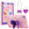 Vunake for iPad 6th 5th Generation Case iPad Air 2 Case with Screen Protector Kickstand Lanyard Keychain for Kids Girls Shockproof Protective Tablet Case for iPad 9.7 inch 2018 2017,Pink Butterfly