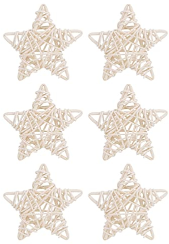 Weihnachtsbaumspitze Stern 6 Stück DIY Basteln Rattan Sterne Hochzeitsfeier Weihnachtsdekoration Hochzeitsfeier Weihnachtsdekoration (Weiß)