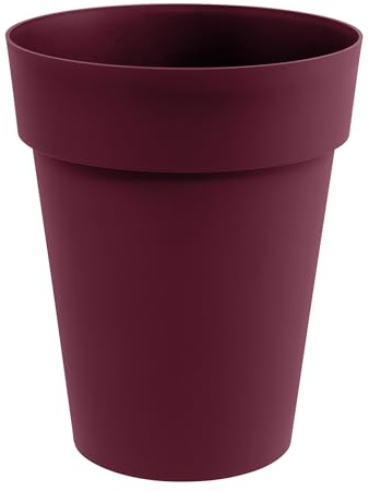 EDA Pot de Fleur Vase Mi-Haut Toscane Ø 44 cm - Volume 50 L - Ø 44 x H.53 cm - Rouge Bourgogne