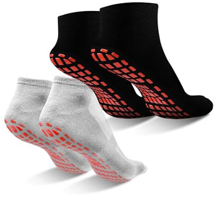 YIDOUJIN 2 Pares Calcetines Antideslizantes Sport Para,Calcetines Pilates,Yoga Calcetes,Puro Algodón Unisex,Calcetines Antideslizantes Adecuados Para el Deporte, Yoga,Pilates,Embarazo